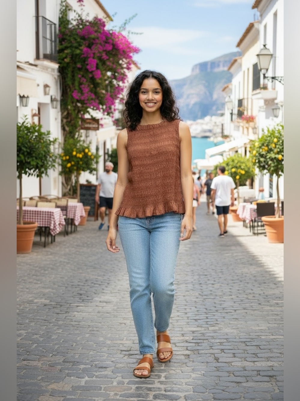 H&M Smocked Sleeveless Top